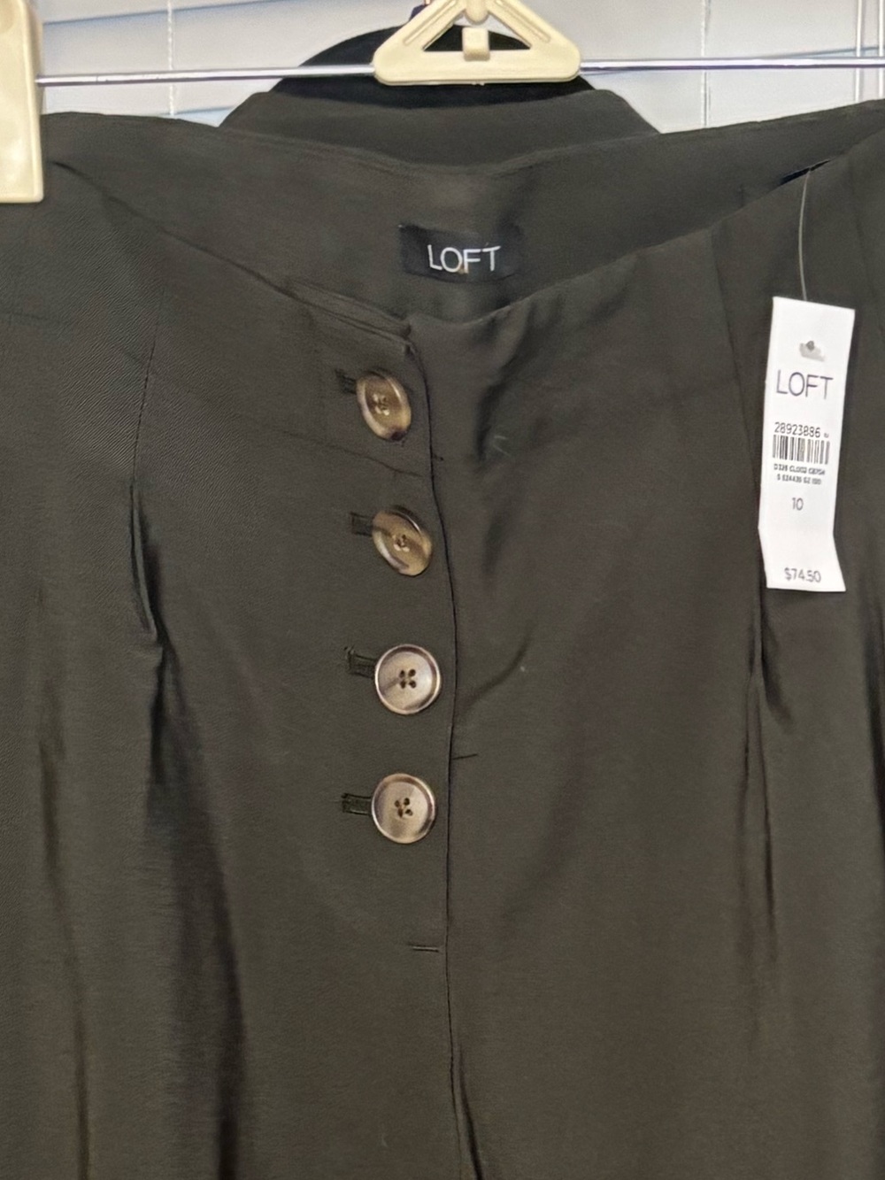 LOFT High-Waist Wide Leg Button-Front Pants in Olive Green NWT Size 10 - Picture 6 of 7